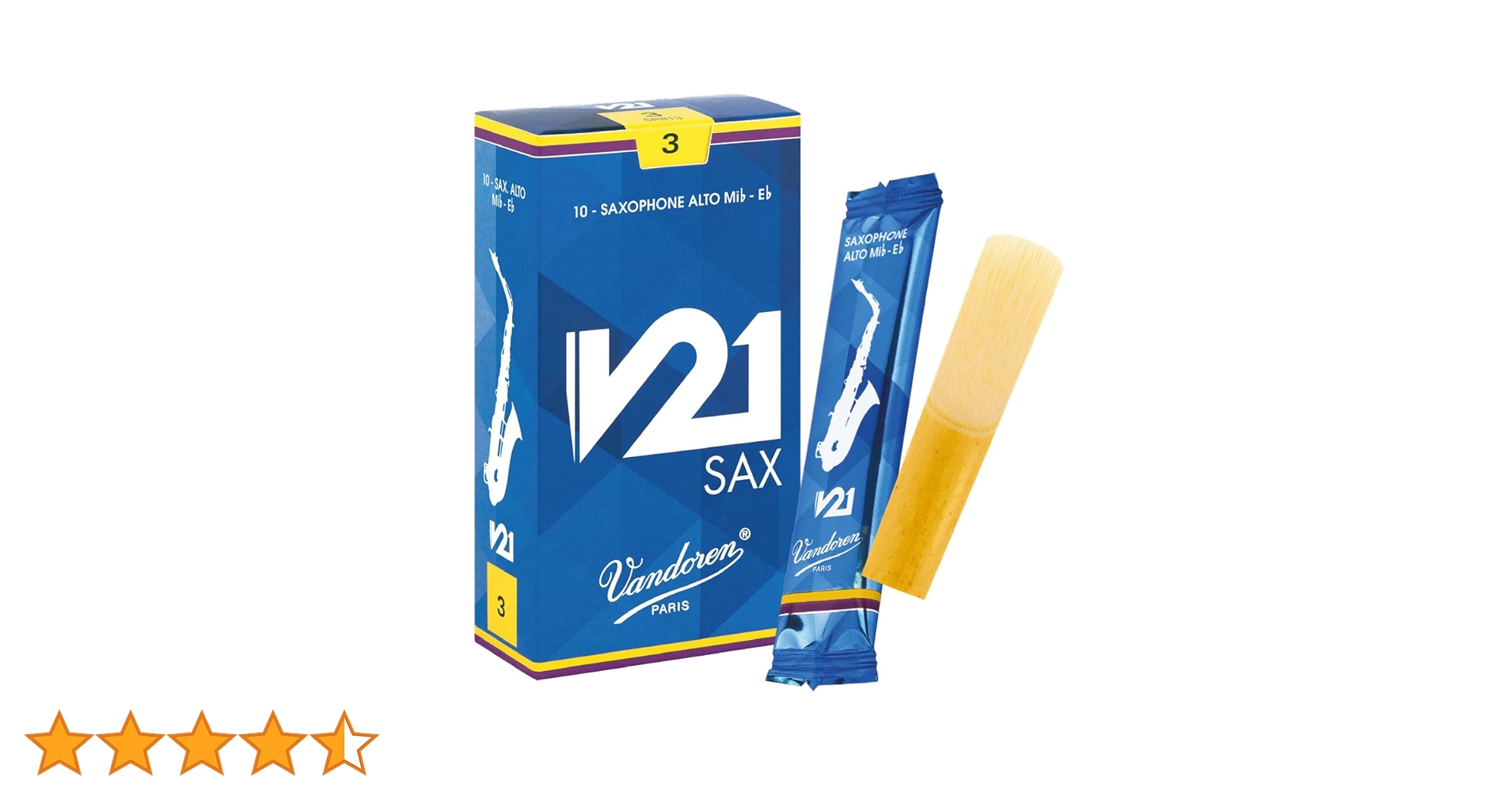 3箱セットVandoren V21 アルトサックス 【2.5】 バンドレン Amazon | バンドーレン アルトサクソフォンリード V21 硬さ : 3 (10枚